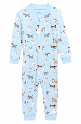 Little Me Puppy Print Stretch Viscose One-Piece Zip Pajamas