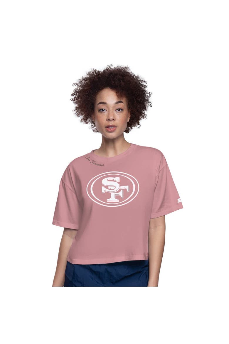 Women's Starter  Pink San Francisco 49ers Play the Ball Boxy Cropped T-Shirt, Main, color, Pink