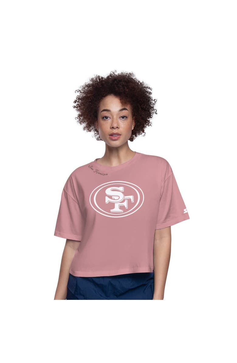STARTER Women's Starter  Pink San Francisco 49ers Play the Ball Boxy Cropped T-Shirt, Main, color, Pink