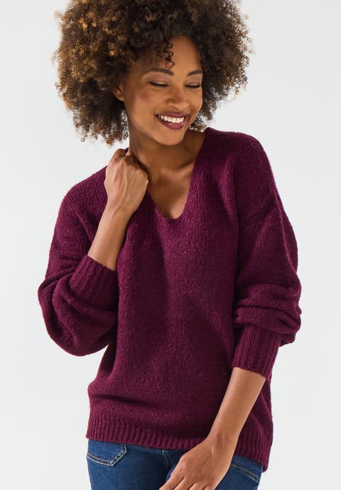 Cozy V Neck Pullover Sweater