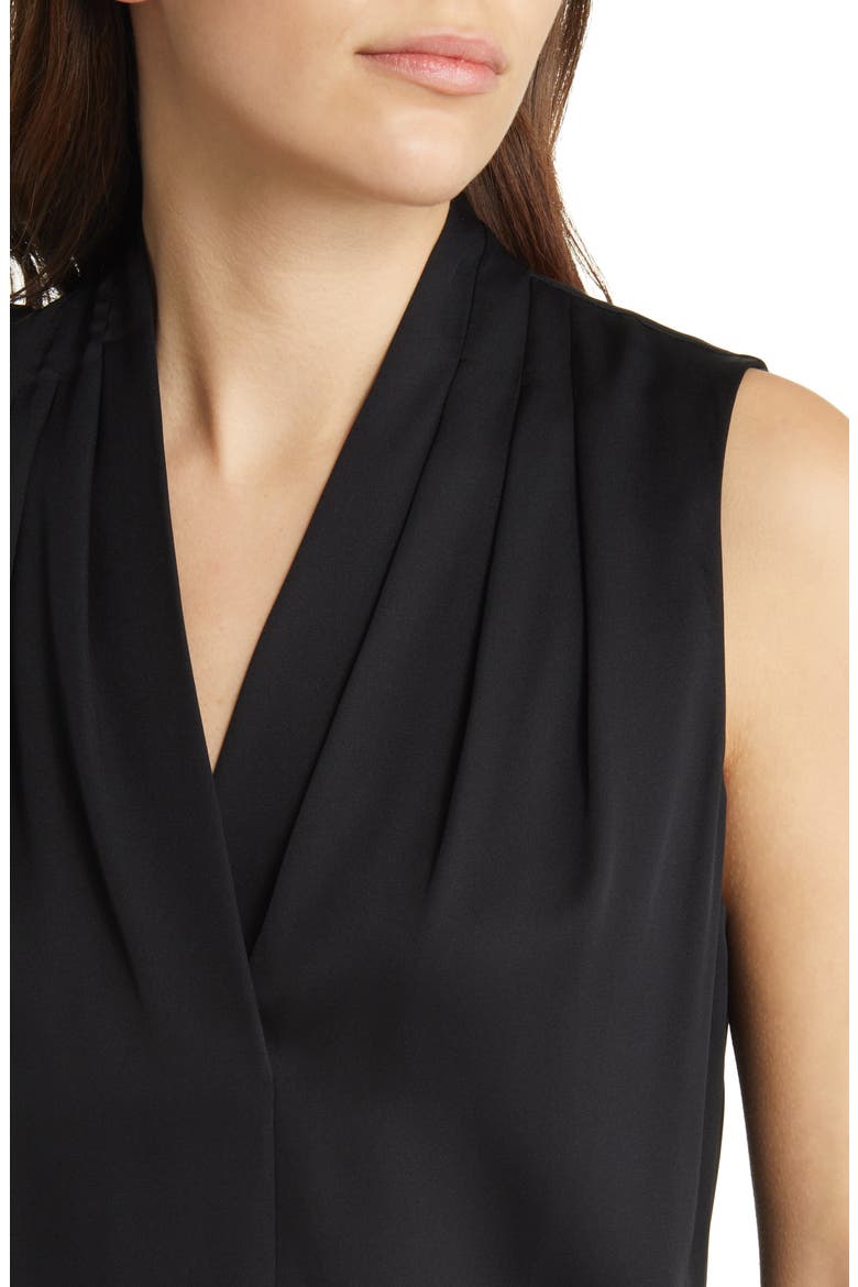 'Mila' Sleeveless Stretch Silk Blouse, Alternate, color, BLACK