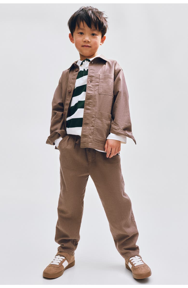 H&M Linen-blend Trousers, Alternate, color, Brown