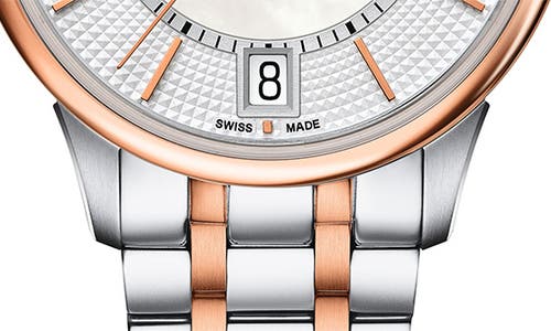 Tissot Chemin Des Tourelles Bracelet Watch, 42mm In White Mother Of Pearl/two Tone