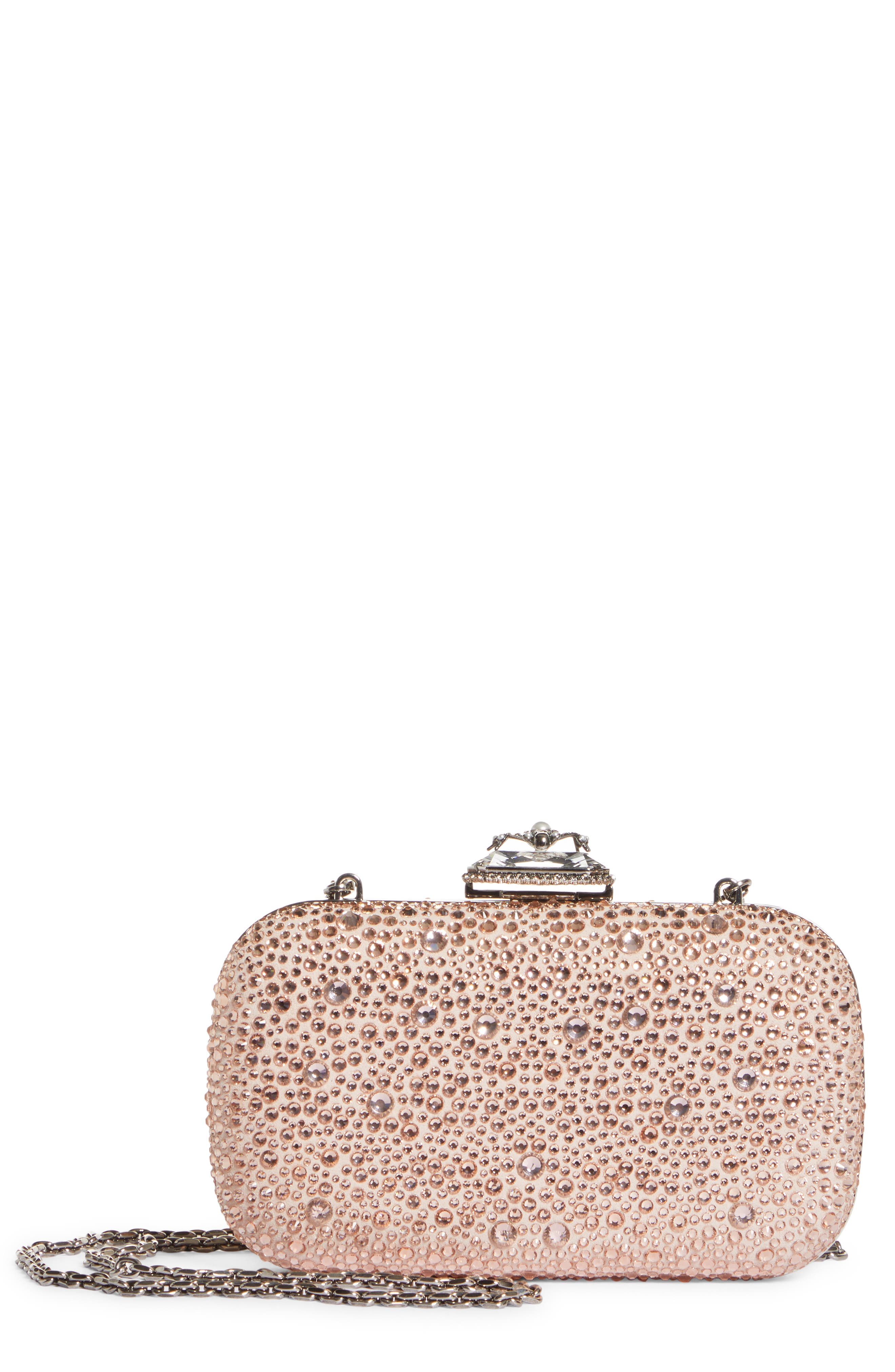 McQueen Alexander McQueen Spider Crystal Embellished Leather Clutch, Main, color, 