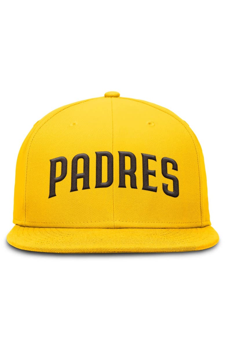 Men's Nike Gold San Diego Padres Wordmark Dri-FIT Round Bill True Fitted Hat, Alternate, color, Gold