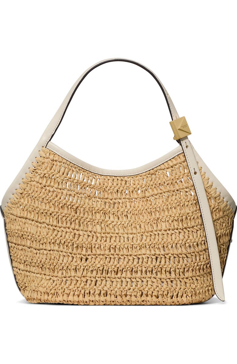 Kate Spade New York deco straw small tulip tote bag, Main, color, Natural
