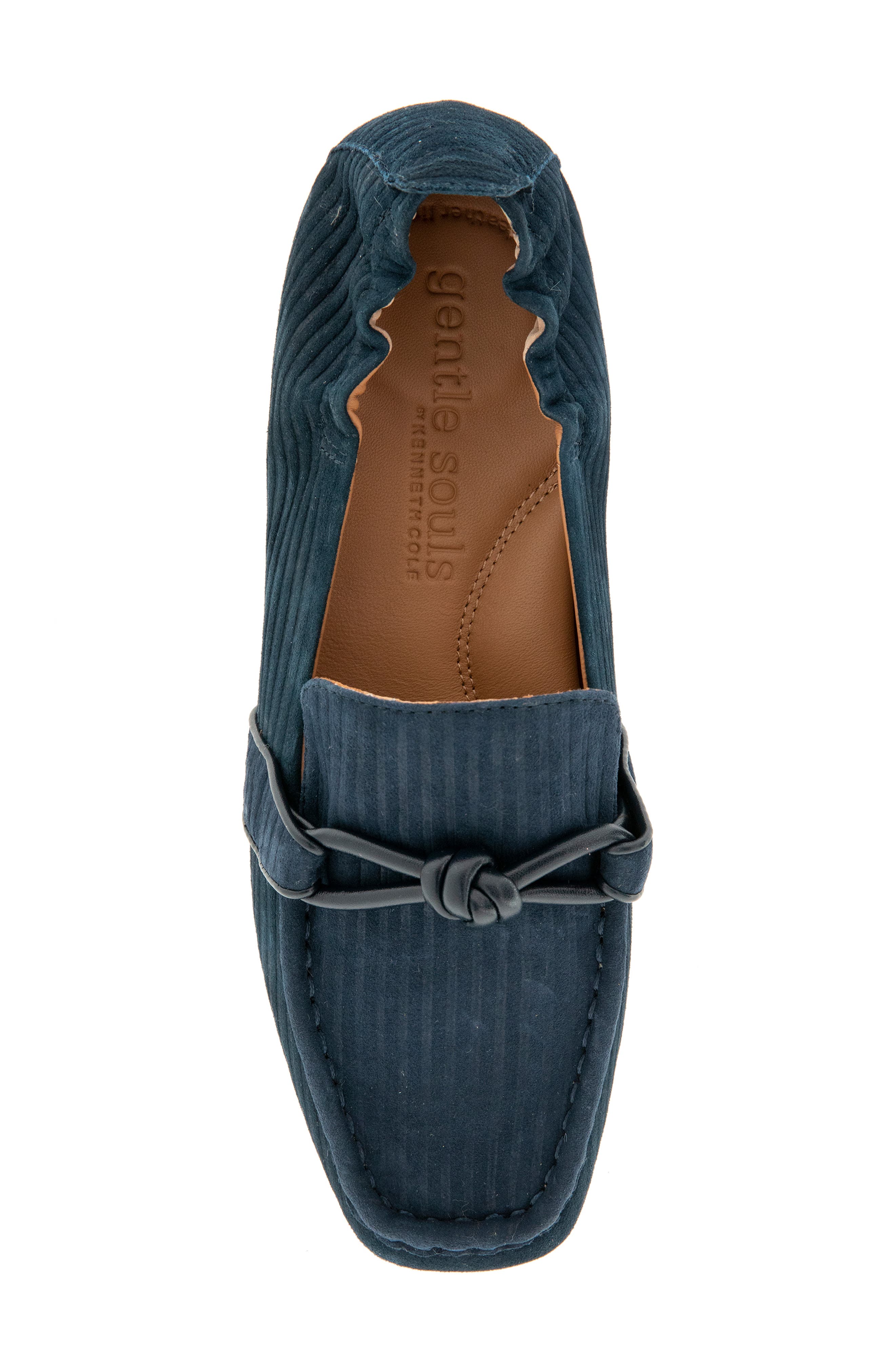 Sophie Knot Leather Loafer, Alternate, color, NAVY RIBB SUEDE