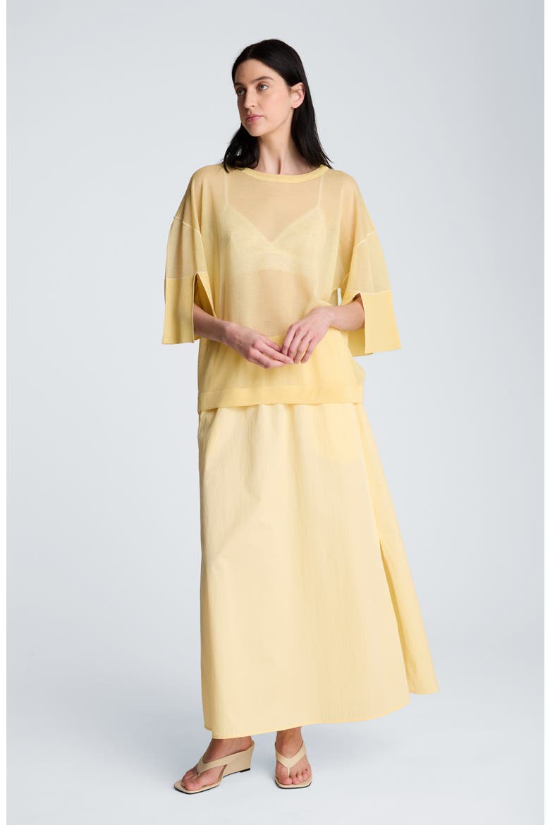 Stretch Cotton Maxi Skirt, Alternate, color, PASTEL YELLOW