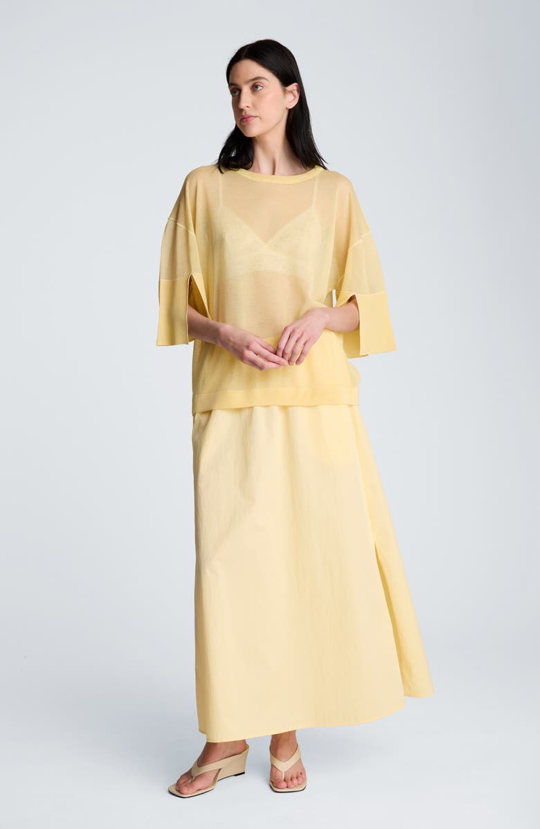 Kenneth Cole Stretch Cotton Maxi Skirt, Alternate, color, Pastel Yellow