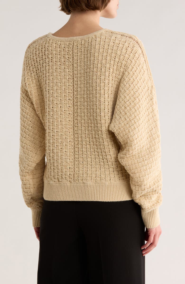 ELIE ELIE TAHARI Textured Dolman Sleeve Cotton Sweater, Alternate, color, Sand