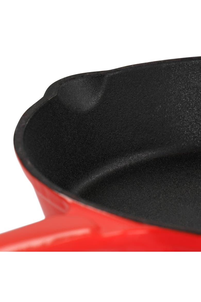 Enameled Round 8 Inch PreSeasoned Cast Iron Frying Pan, Alternate, color, Red