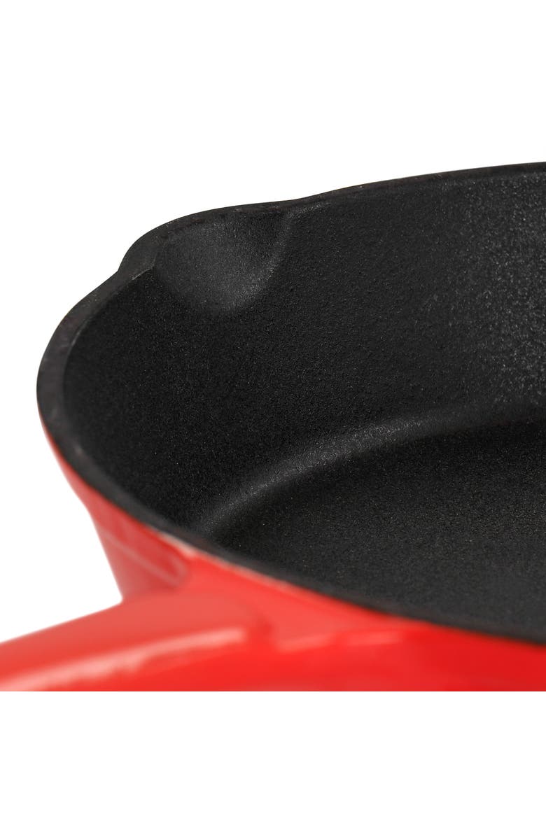 Megachef Enameled Round 8 Inch PreSeasoned Cast Iron Frying Pan, Alternate, color, Red