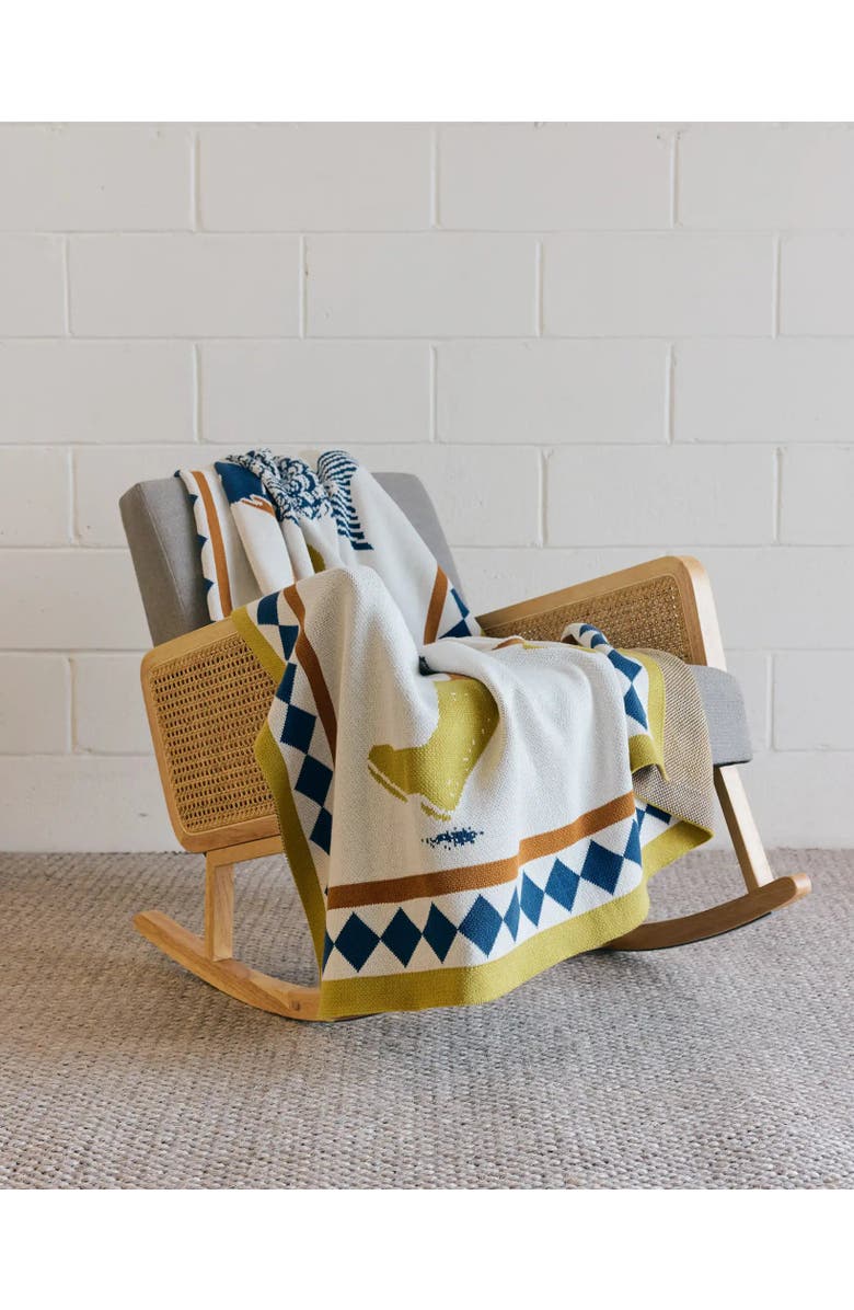 Biquette Un Beau Poisson Knit Throw Blanket, Alternate, color, Sunny Day