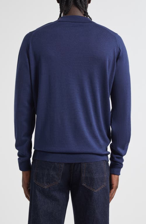 John Smedley Cotswold Wool Polo Sweater In Blue