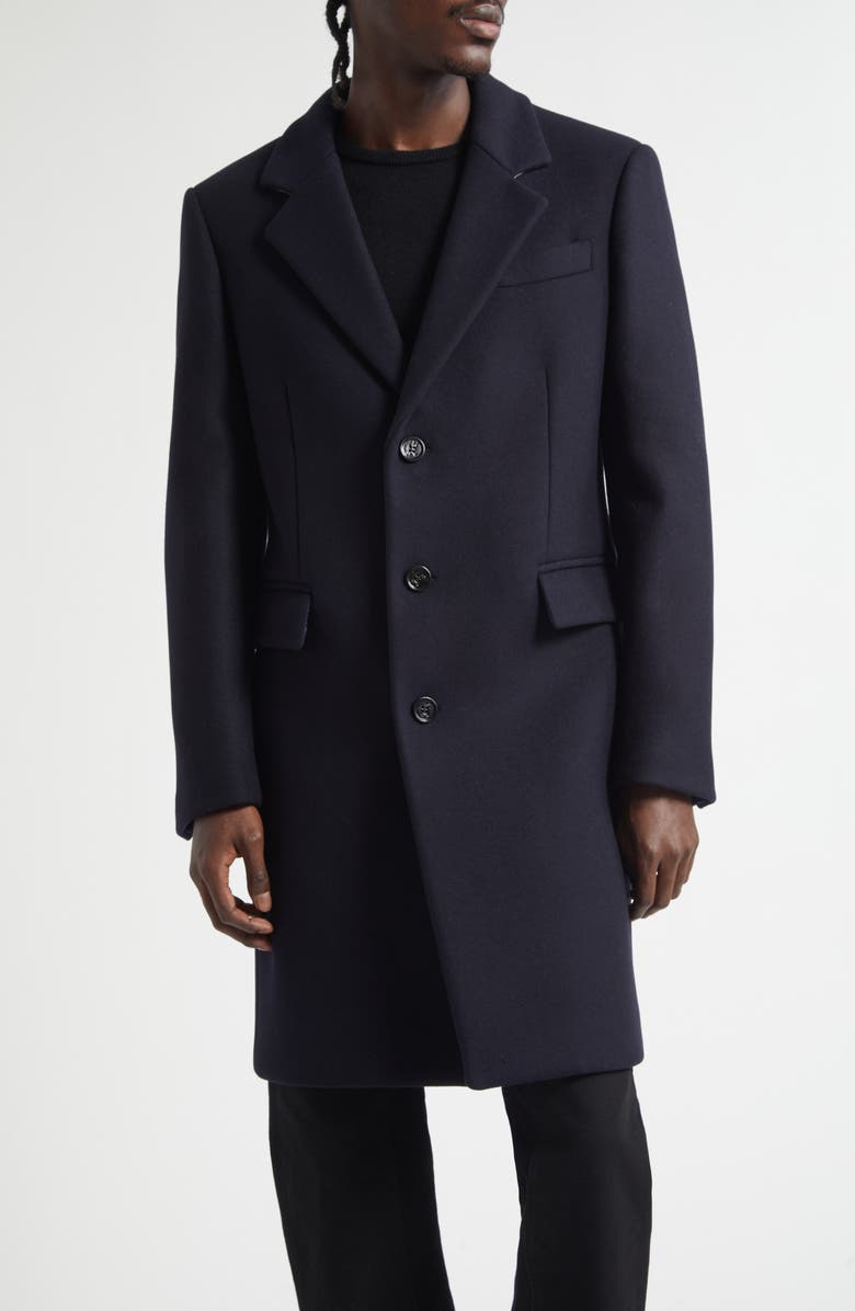 Burberry Beverley Wool Topcoat, Main, color, Navy