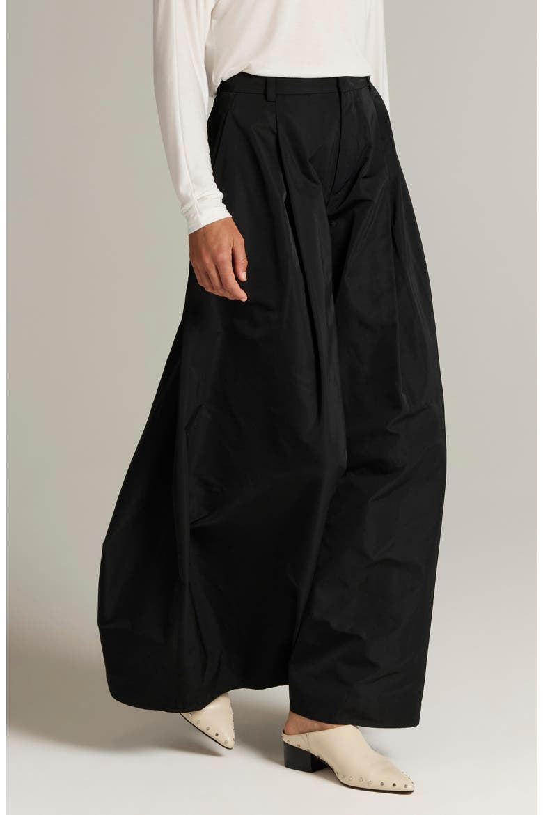 High Waist Wide Leg Pleated Evening Pants, Alternate, color, BLACK