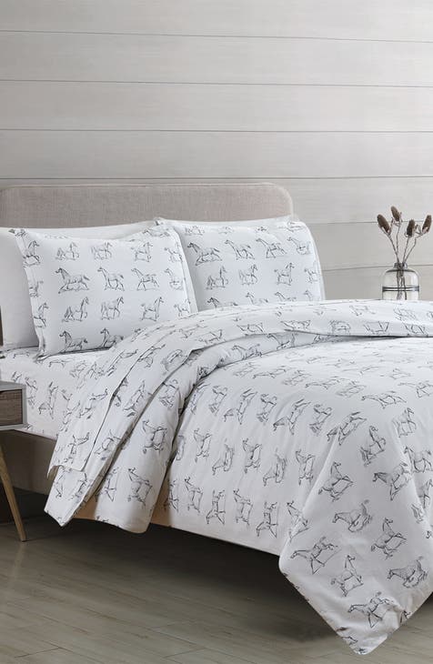 Horse Print 400 Thread Count Cotton Duvet Set