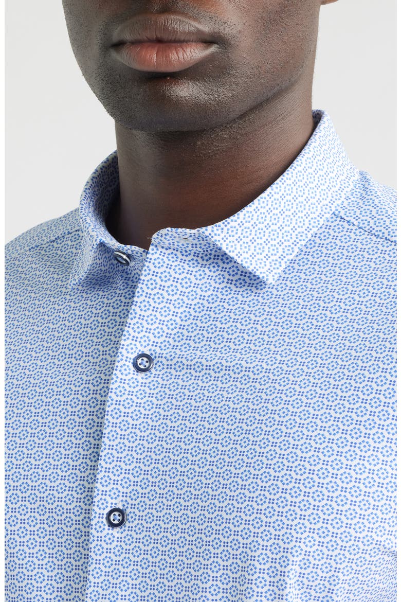 XC+™ Motion Microprint Short Sleeve Performance Knit Button-Up Shirt, Alternate, color, BLUE DOTTED TILE