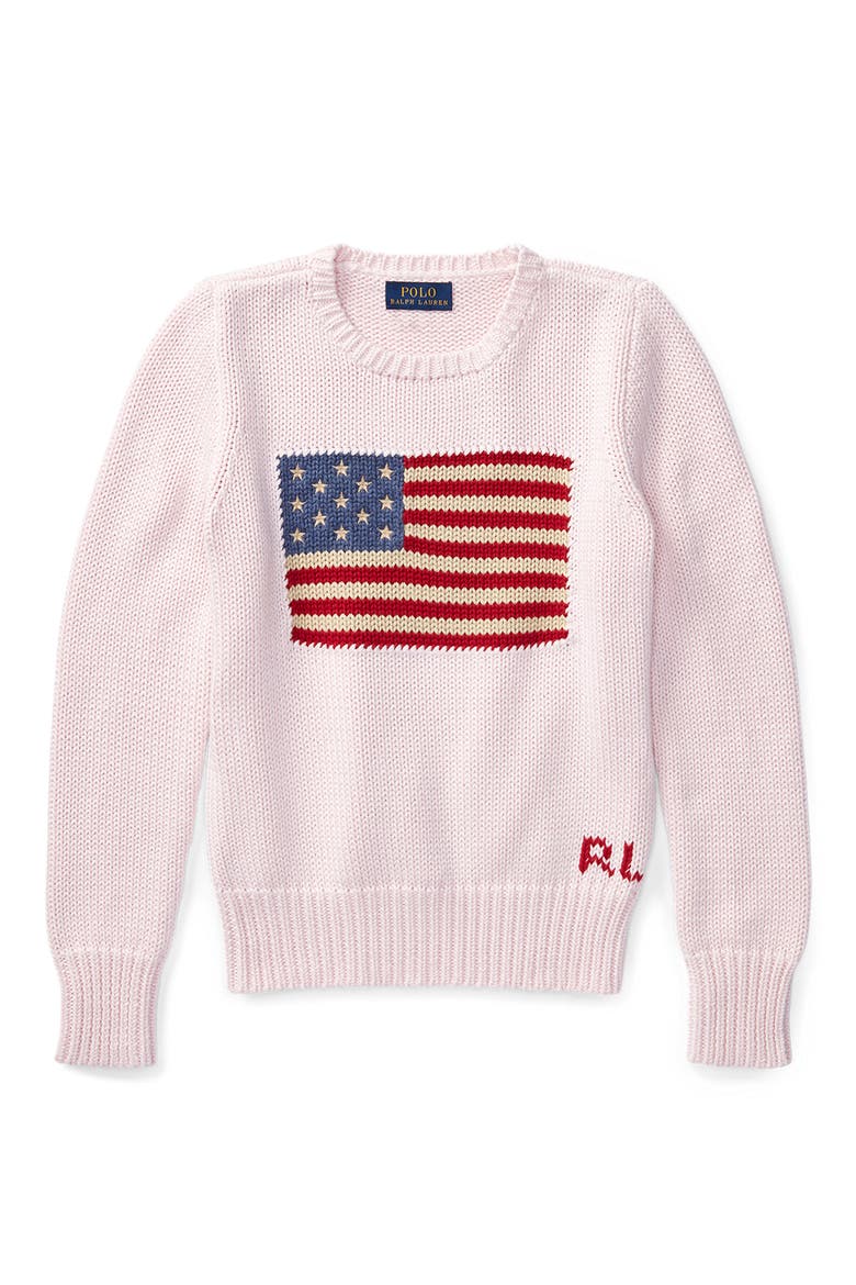 Kids' Flag Crewneck Sweater, Main, color, ACACIA PINK