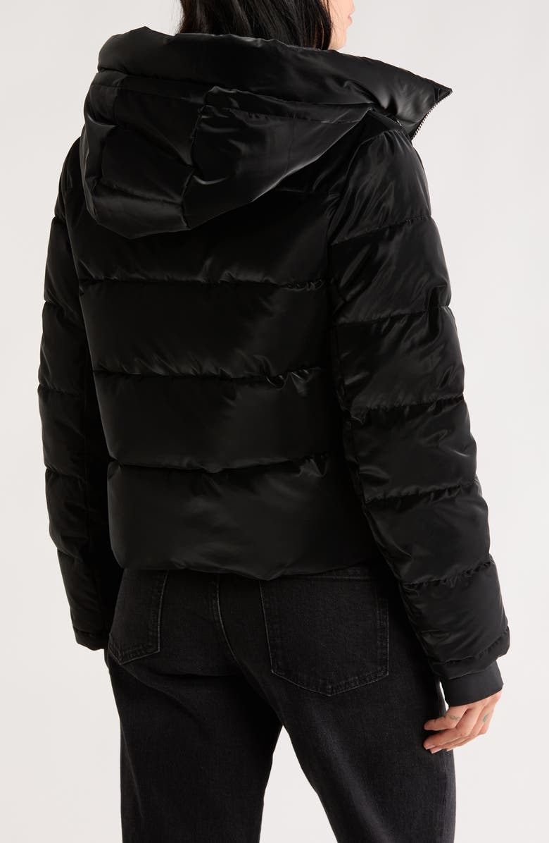 BCBGeneration Hooded Faux Fur Lined Water Resistant Puffer Jacket, Alternate, color, Black