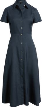 Theory City Fit & Flare Midi Shirtdress