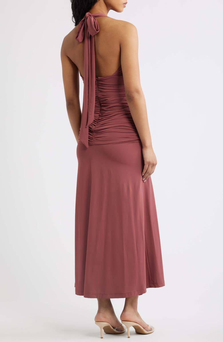 Bardot Ines Plunging Halter Neck Maxi Dress, Alternate, color, Soft Rust