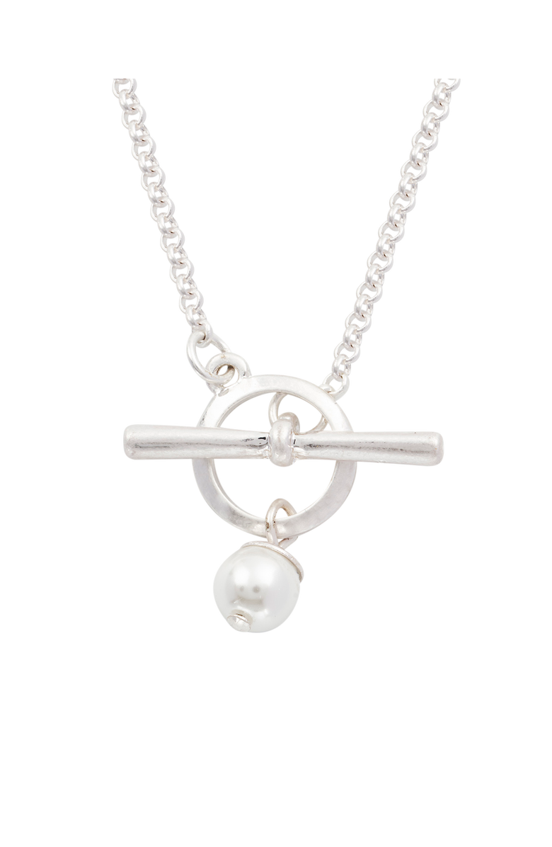 Fable England Pansy & Pearl Toggle Necklace, Alternate, color, Silver