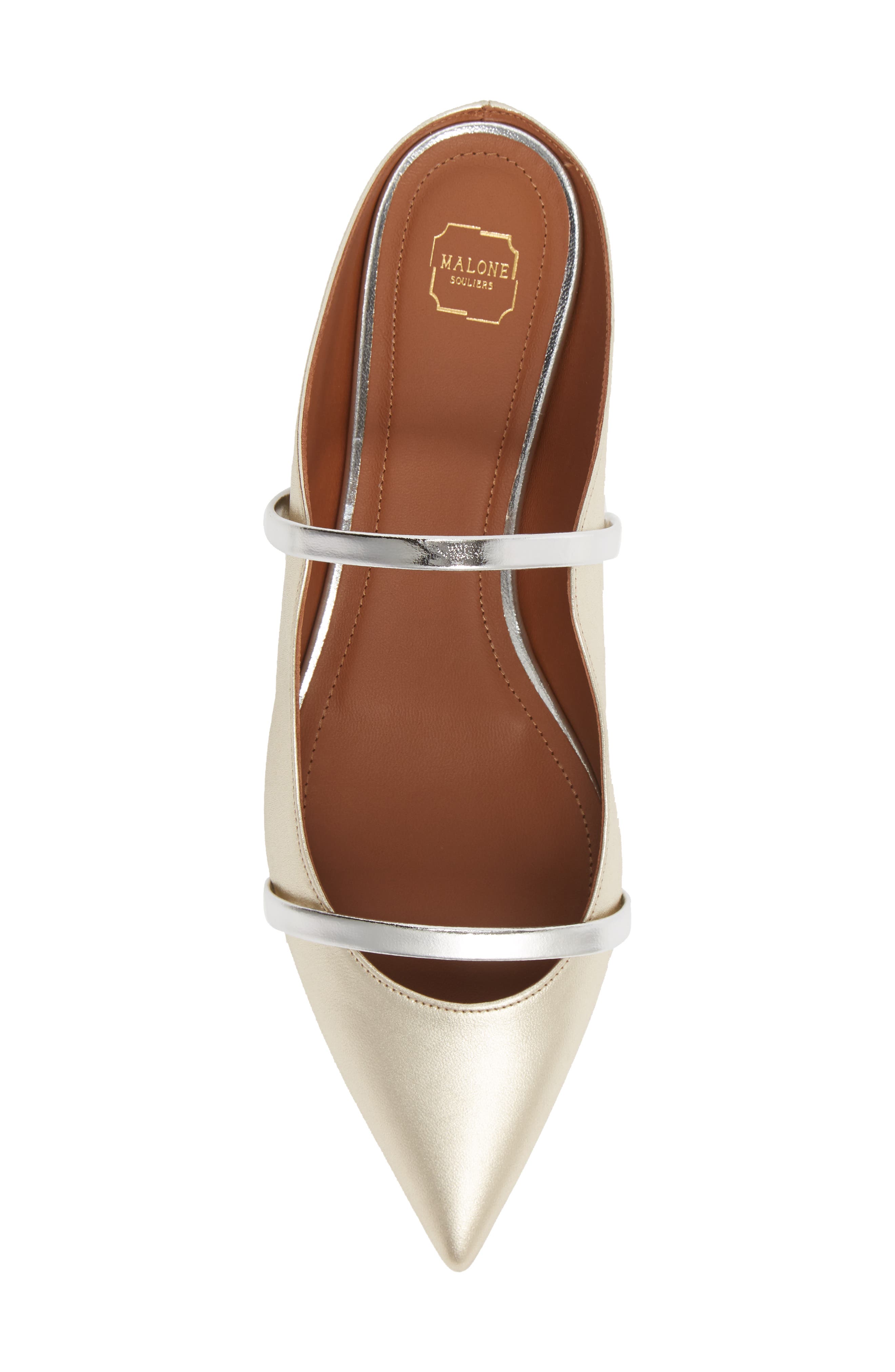 Maureen Metallic Pointed Toe Flat, Alternate, color, PLATINO/ SILVER