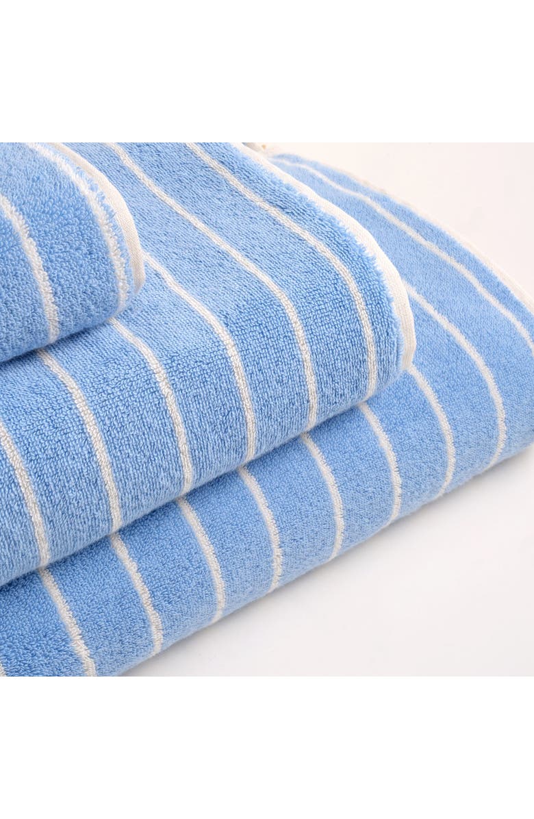 Zsa Zsa Zsu Solid Wide Striped Yarn-Dyed 100% Cotton Towel 3-Pcs Set, Alternate, color, Baby Blue