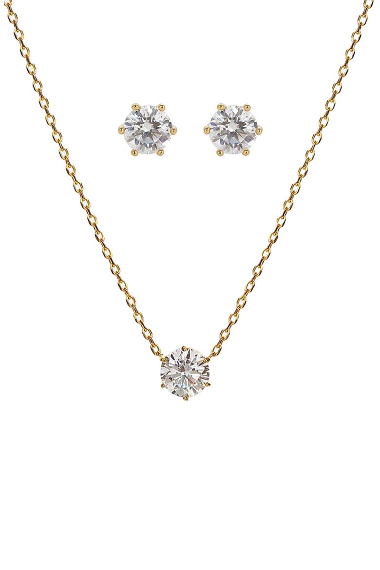 Sterling Silver 18k Gold Plated Estelle Necklace & Earring Set Trendy, Main, color, Gold