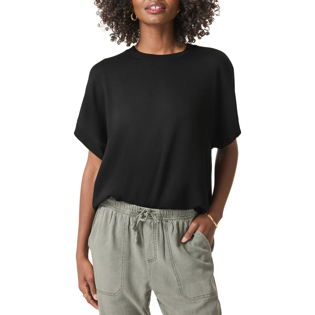 Splendid Supersoft Short Sleeve Sweatshirt In Black