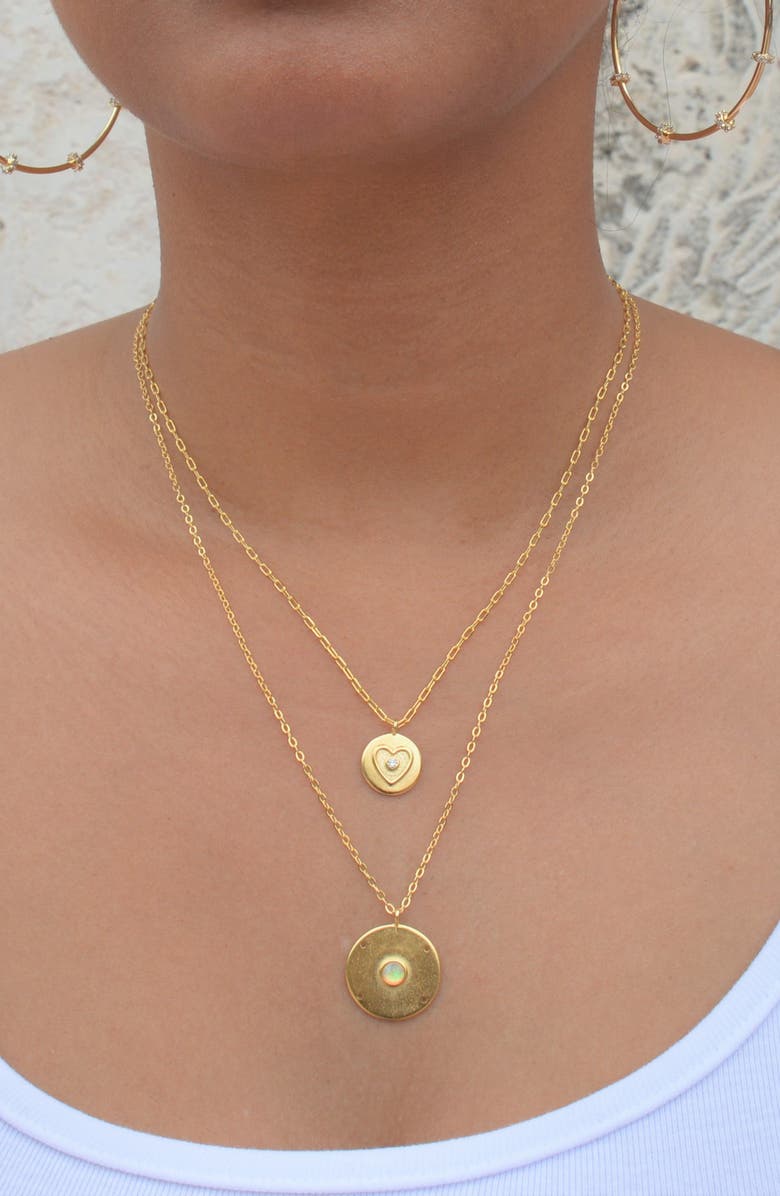 Liza Schwartz 18K Gold Plated Opal Coin Pendant Necklace, Alternate, color,