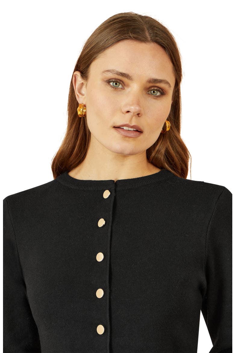 Chic Peplum Button Up Cardigan, Alternate, color, Black