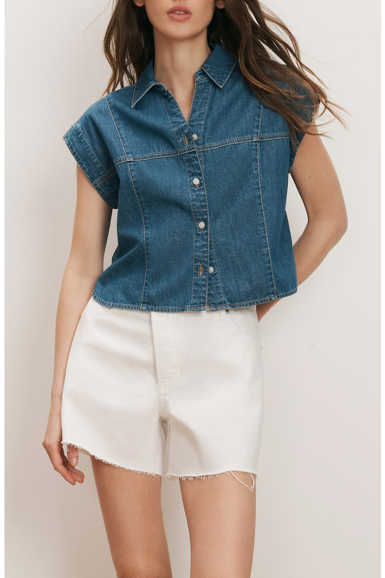 Nestor Denim Button-Up Shirt, Main, color, POOL PARTY