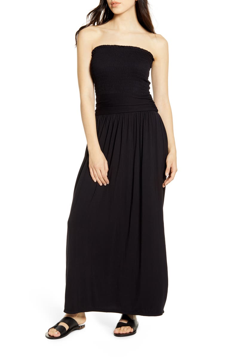 BP. Strapless Smocked Maxi Dress, Main, color, 