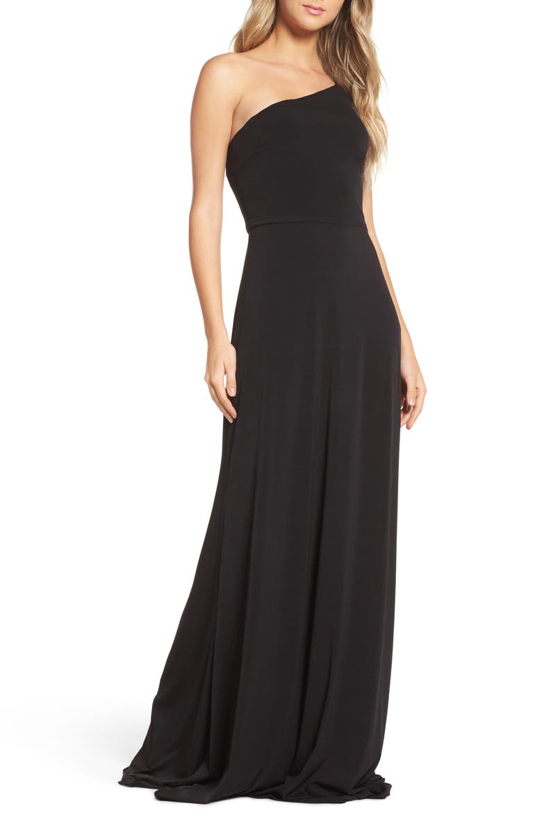 Amsale One-Shoulder Jersey Gown, Main, color, 