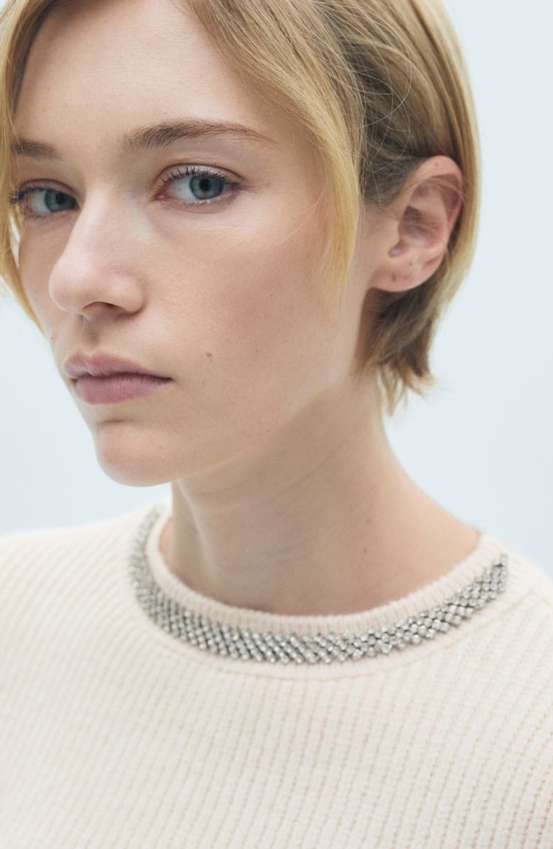 MANGO Strass Rhinestone Embellished Crewneck Sweater, Alternate, color, 