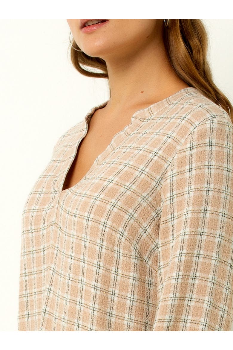 V-Neck Plaid Peasant Top, Alternate, color, Navy Plaid