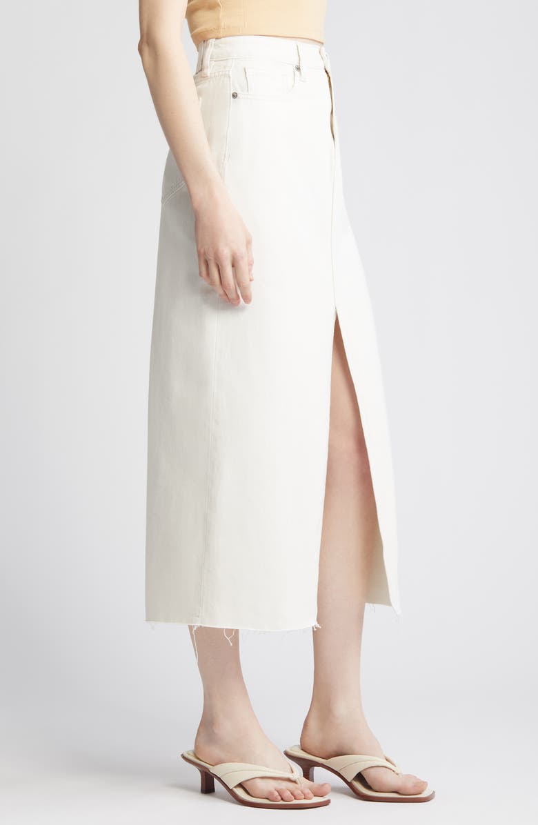HIDDEN JEANS Front Slit Denim Midi Skirt, Alternate, color, White
