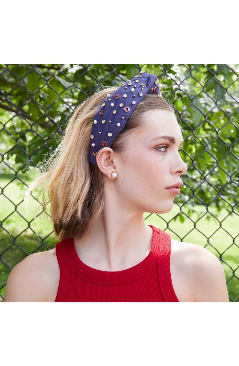 Lele Sadoughi MLB Chicago Cubs Embellished Headband, Alternate, color, Navy 400