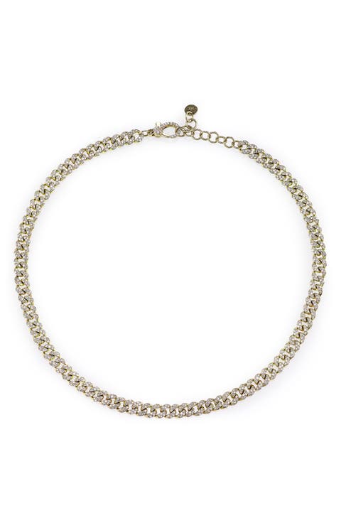 Mini Pavé Diamond Link Choker Necklace