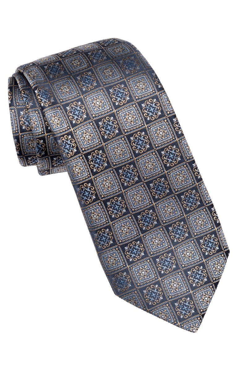 Elizabetta De Sica- Silk Jacquard Tie for Men, Main, color, Navy And Blue
