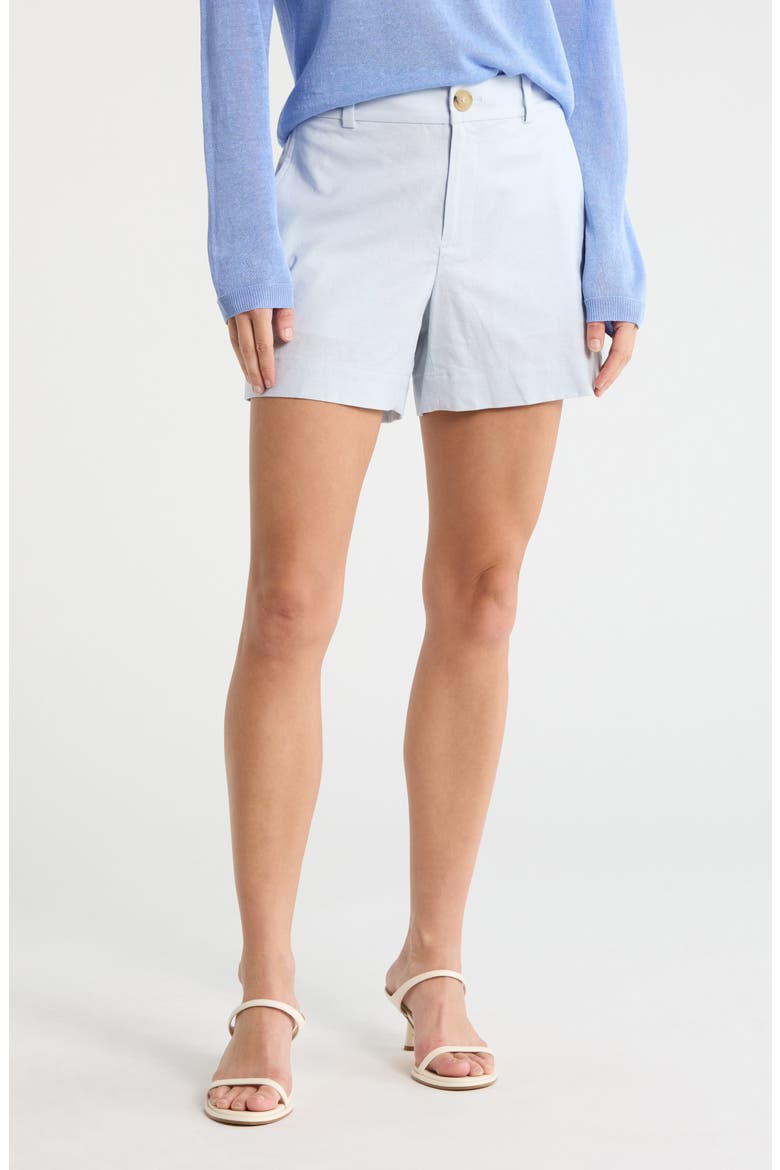 Casual Linen Blend Shorts, Main, color, SURF MIST