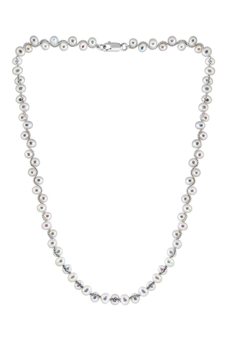 Sterling Silver Freshwater Pearl Necklace, Main, color, SILVER