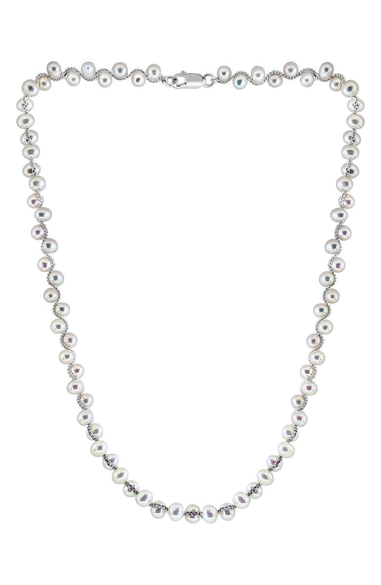 EFFY Sterling Silver Freshwater Pearl Necklace, Main, color, Silver