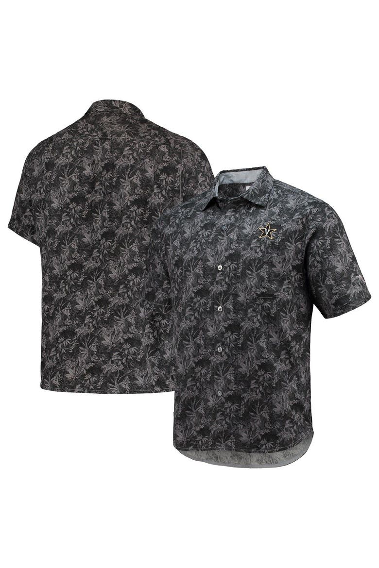 Men's Tommy Bahama Black Vanderbilt Commodores Sport Jungle Shade Camp Button-Up Shirt, Main, color, Black