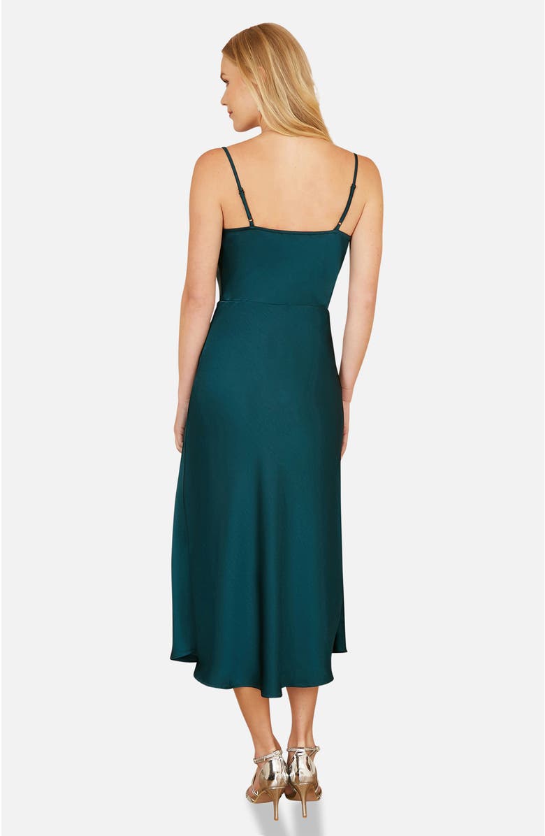 Yumi Satin Cowl Neck Midi Dress, Alternate, color, Green
