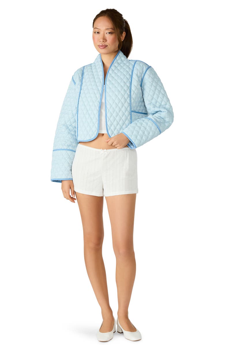 Steve Madden Adalynn Quilted Crop Jacket, Alternate, color, Arctic Blue