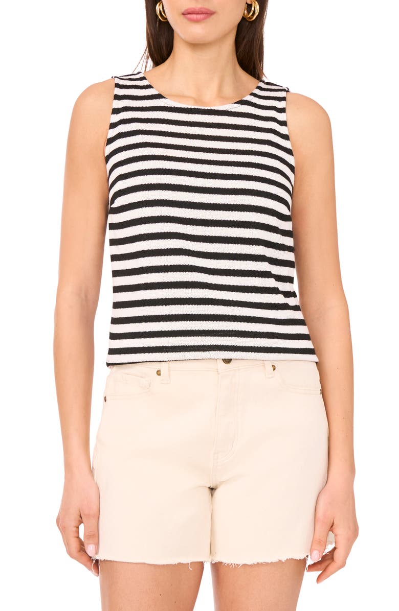 Vince Camuto Stripe Knit Keyhole Sweater Tank, Main, color, 