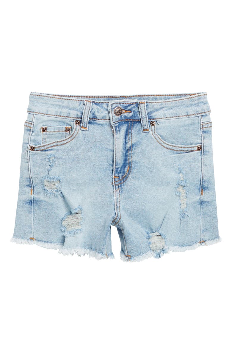 Tractr Kids' Brittany Distressed Shorts, Main, color, Light Indigo